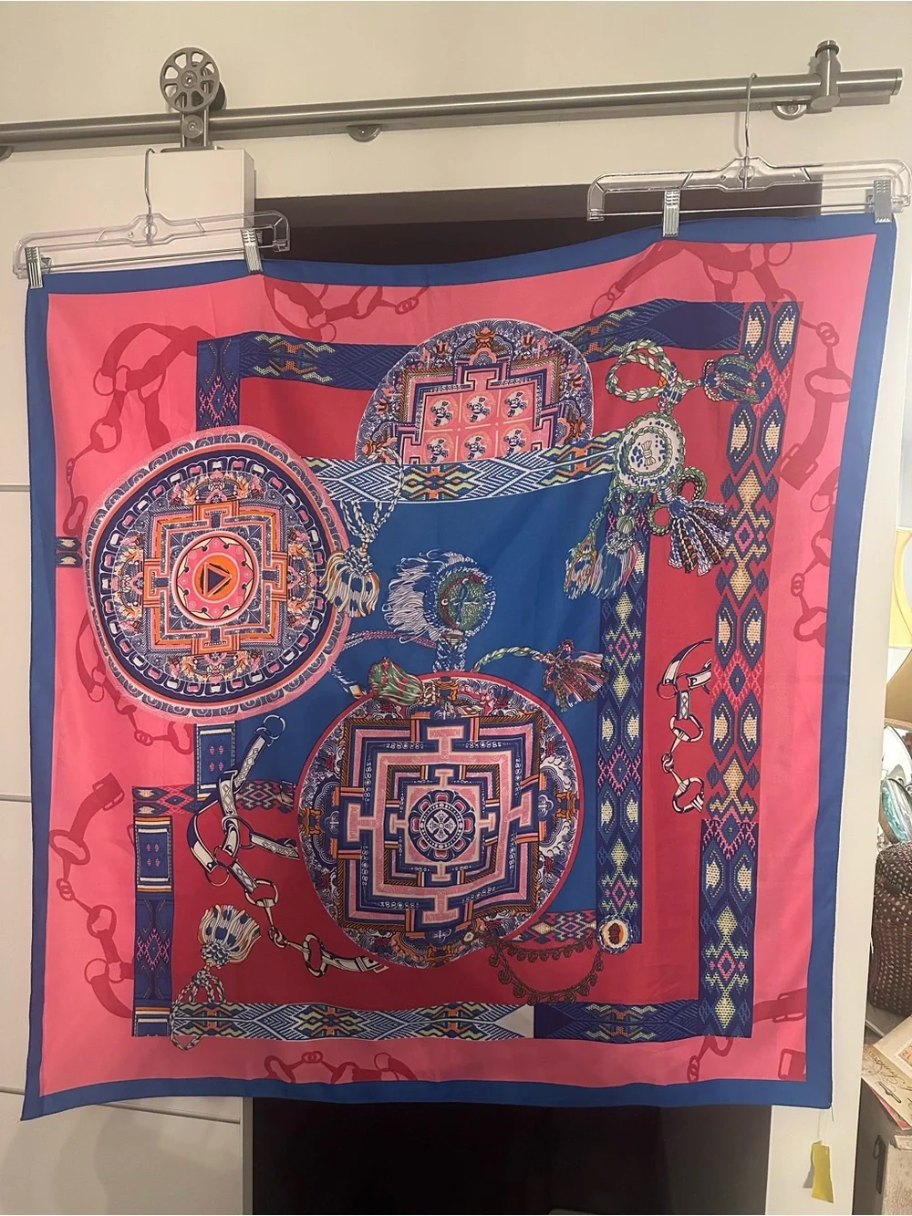 BANXI 100% Silk Mandala Print Square Scarf – Large Ornamental Statement Wrap